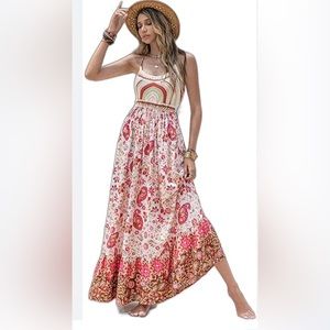 NWT Rusttydustty Modern Boho Crush Cami Maxi Dress XL Floral Indie Peasant Smock